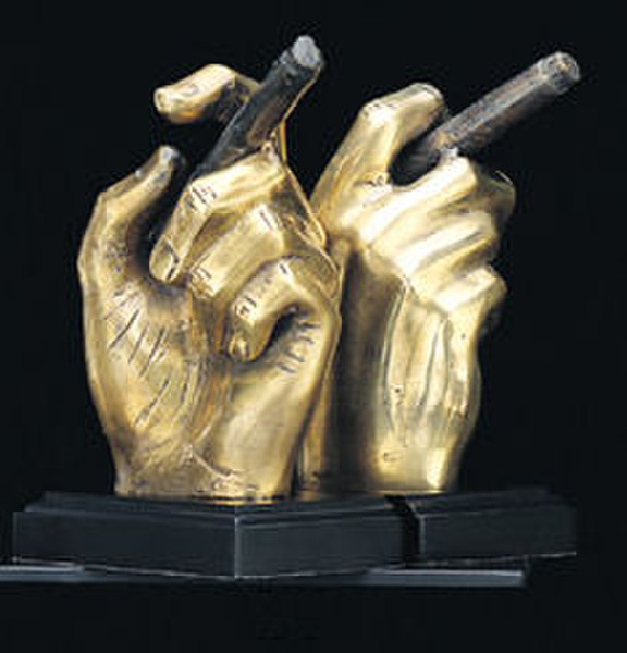 Cigar Hands Bookends On Wood Base Sculptures Decorative